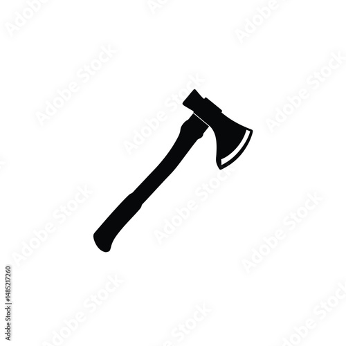 Firefighting axe silhouette on white background