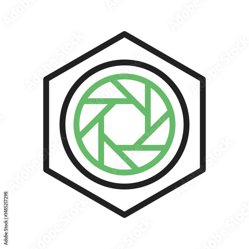Hexagonal Diaphram icon vector image. Suitable for mobile apps, web apps and print media.