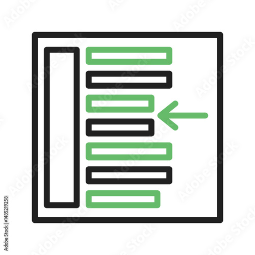 Left Align icon vector image. Suitable for mobile apps, web apps and print media.