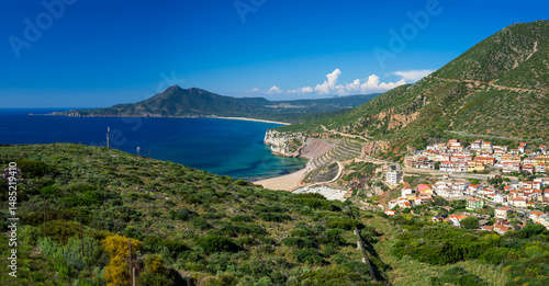 Panoramic view of Buggerru, Sardinia, Italy
