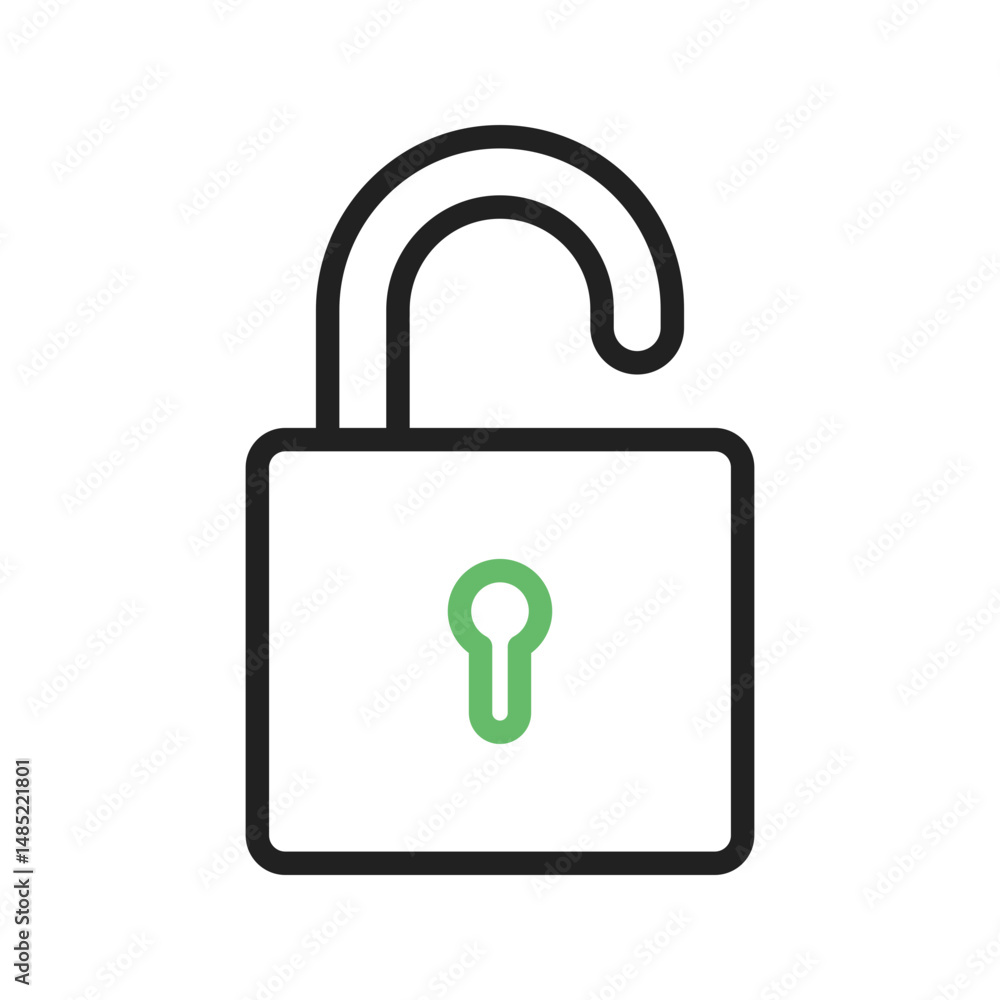 Open Lock I icon vector image. Suitable for mobile apps, web apps and print media.