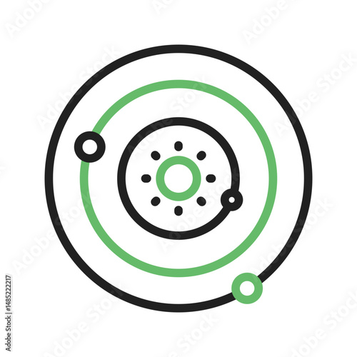 Planets Orbitting Sun icon vector image. Suitable for mobile apps, web apps and print media.