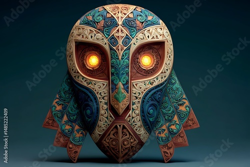 Ornate Owl Mask with Glowing Eyes
