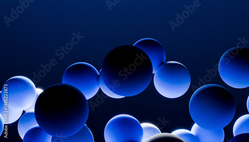 Wallpaper Mural Abstract 3D rendering of floating blue spheres Torontodigital.ca