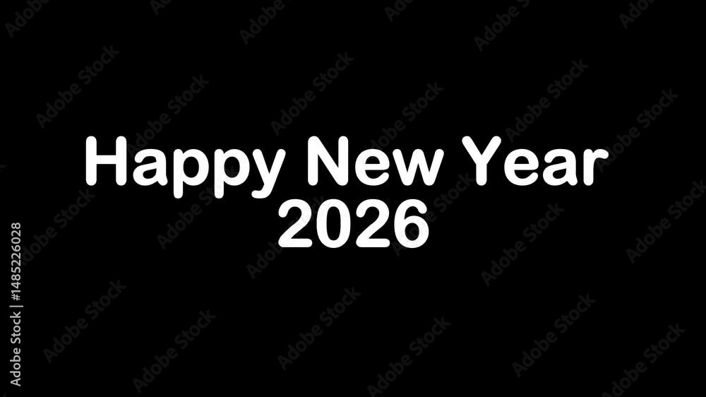 Happy New Year 2026 3D Animated 4K Celebration Text Video on Black Background for Festive and Holiday Content Happy New Year 2026 3D Animated 4K Celebration Text Video on Black Background for Festive and Holiday Content