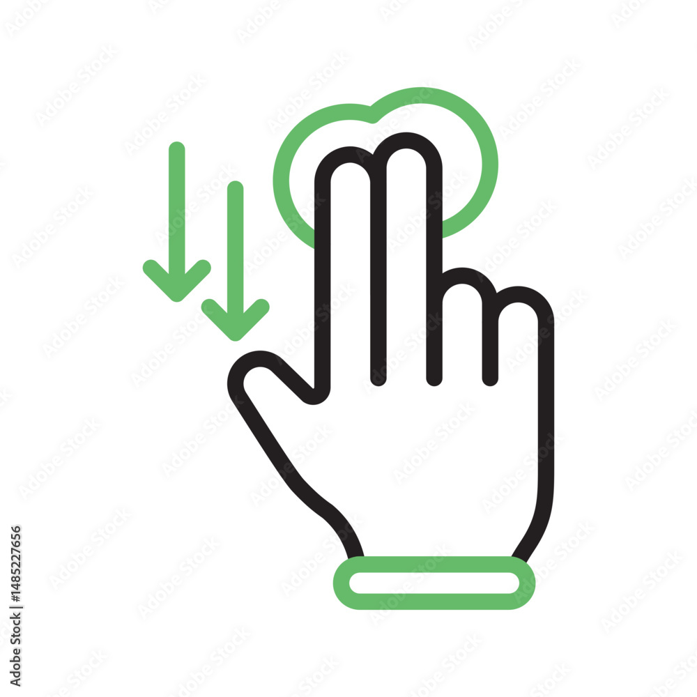 Fototapeta premium Two Fingers Down icon vector image. Suitable for mobile apps, web apps and print media.
