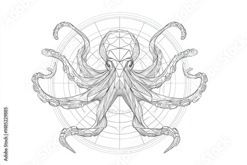 Wallpaper Mural Geometric illustration of an octopus in a circular design. Torontodigital.ca
