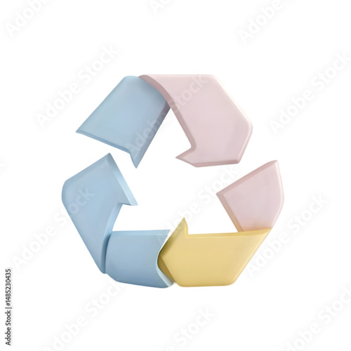 Wallpaper Mural Multicolored, stylized, three-dimensional recycling symbol, likely computer-generated.  The shapes are fragmented and overlapping. Torontodigital.ca