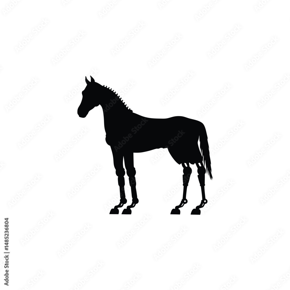 Fototapeta premium robotic horse silhouette on white background