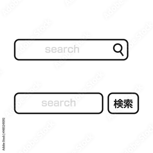 Search bar icon set – flat & cute style／検索欄・検索ウィンドウ素材