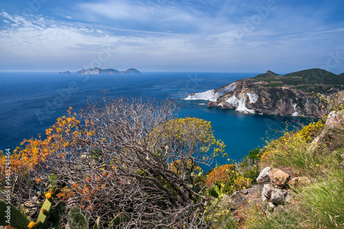 Italy/Latium, Latina district, Isole Ponziane, Ponza, Palmarola Island seen from the Ponza - Monte Guardia - Punta Fieno path