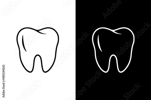 Tooth Vector Icon Clean Black Silhouette on White Background.