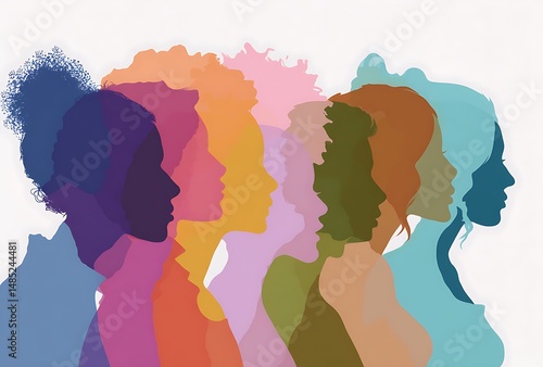 Vibrant Silhouettes of Diverse Women Representing Empowerment and Equality
