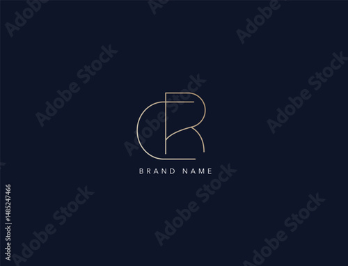 letter cr minimalist initials, rc logo design, cr simple line style logo