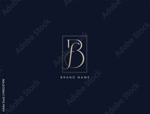 letter fb minimalist initials, BF fashion logo design, fb simple luxury style logo