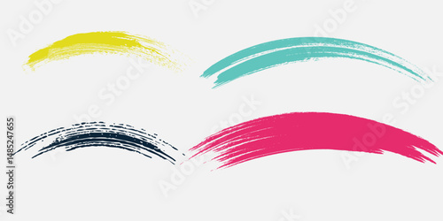 Brush strokes vector. yellow, blue, dark blue, backgrounds. Colorful set of text boxes. Paintbrush collection. Dirty brush texture banners.