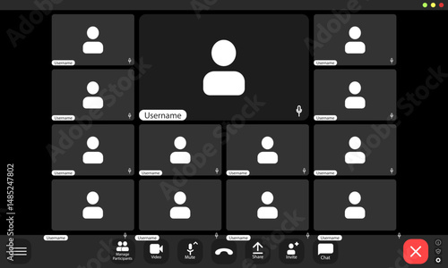 Video conference user interface, video conference calls window overlay.
