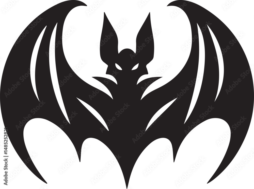 Fototapeta premium Bat Black Silhouette Vector, Flying Animal Clipart & Spooky Halloween Design