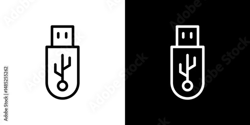 usb drive icon line art, vector set