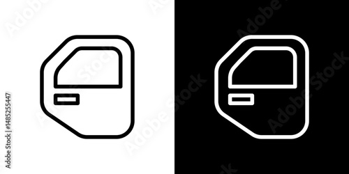 car door icon line art, vector set