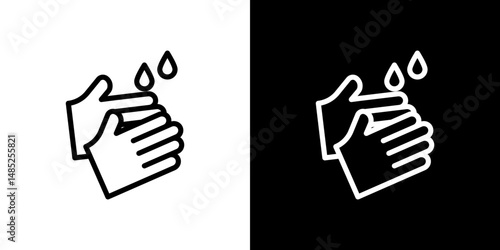 Wash hands icon line art, vector set