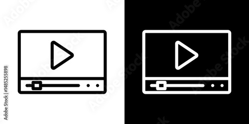 Video tutorial icon line art, vector set