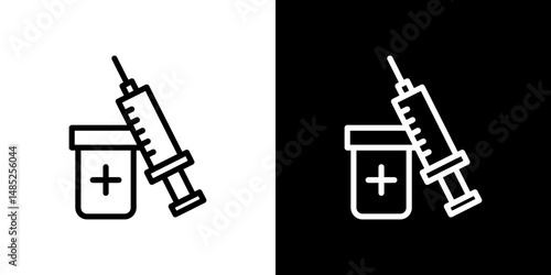 Vaccination icon line art, vector set