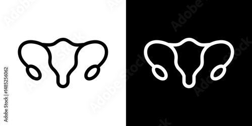 Uterus icon line art, vector set