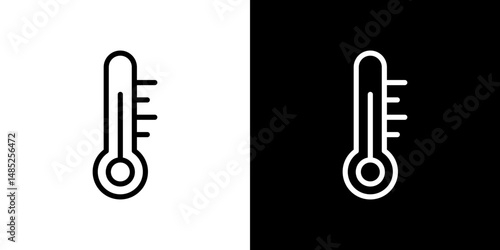 Thermometer icon line art, vector set