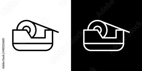 Tape dispenser icon line art, vector set