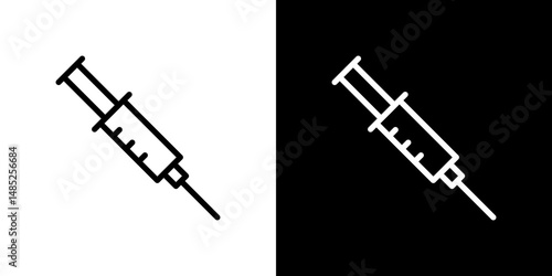 Syringe icon line art, vector set
