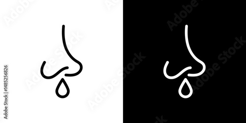 Stuffy nose icon line art, vector set