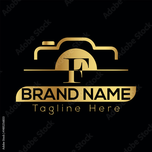 Vector construction site design features a truck icon and building silhouette, a strong symbol for a transport and construction F logo design gold color concept