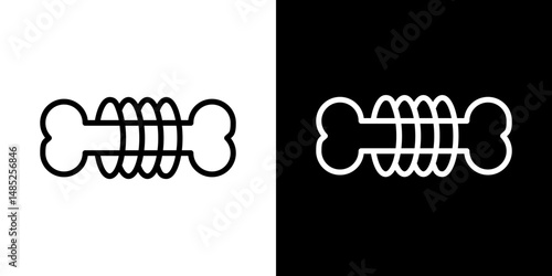 Strong healthy bones icon line art, vector set