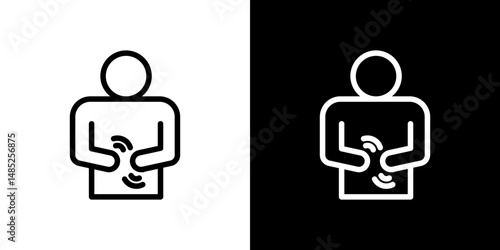 Stomachache icon line art, vector set