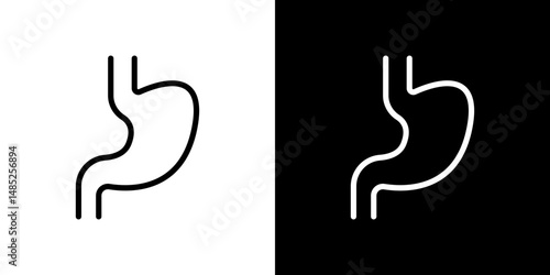 Stomach icon line art, vector set