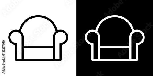 Sofa icon line art, vector set