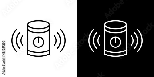 Smart speaker icon line art, vector set