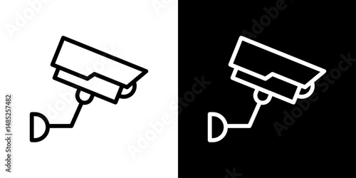 Security camera icon line art, vector set