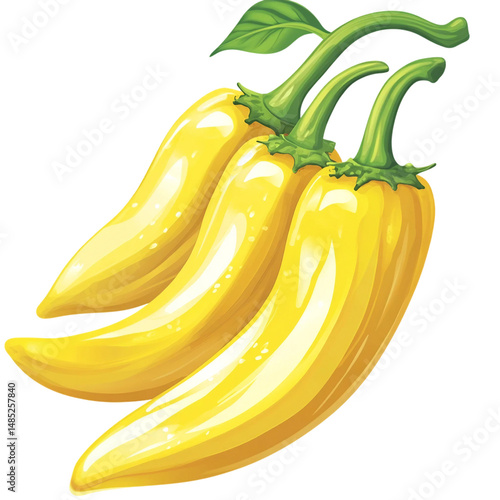Banana pepper, transparent background, isolated image