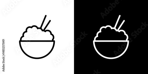 Rise Bowl icon line art, vector set