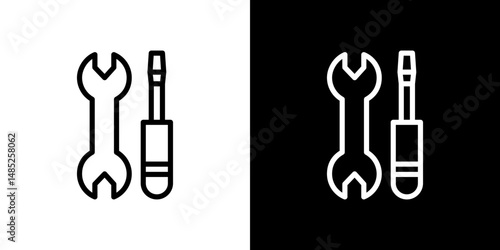 Repair icon line art, vector set