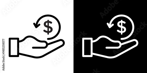 Refund icon line art, vector set