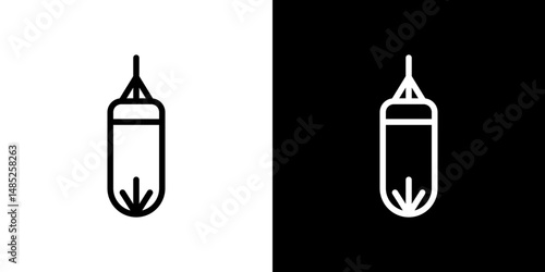 Punching bag icon line art, vector set