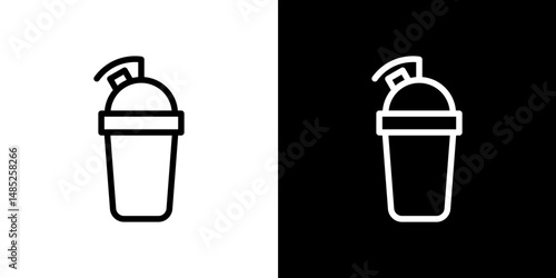 Protein shake icon line art, vector set