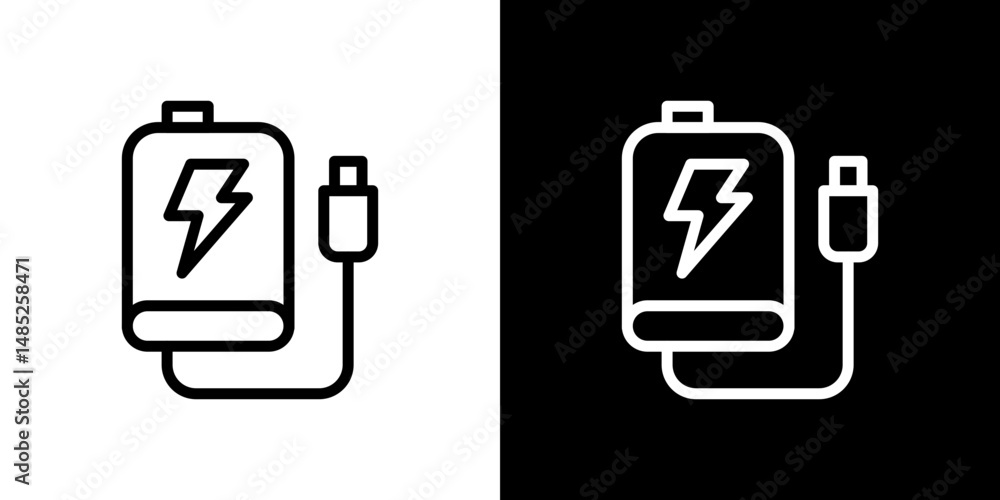 Power bank icon line art, vector set Power bank icon line art, vector set