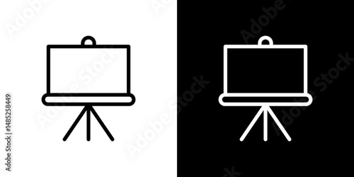 Presentation screen icon line art, vector set