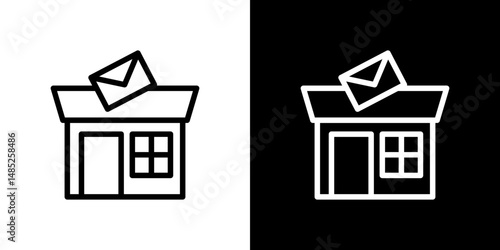 Post office icon line art, vector set