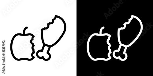 Organic waste icon line art, vector set