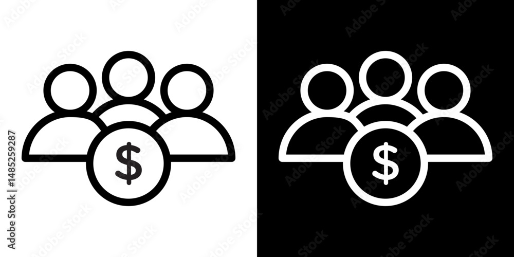 Mutual funds icon line art, vector set Mutual funds icon line art, vector set